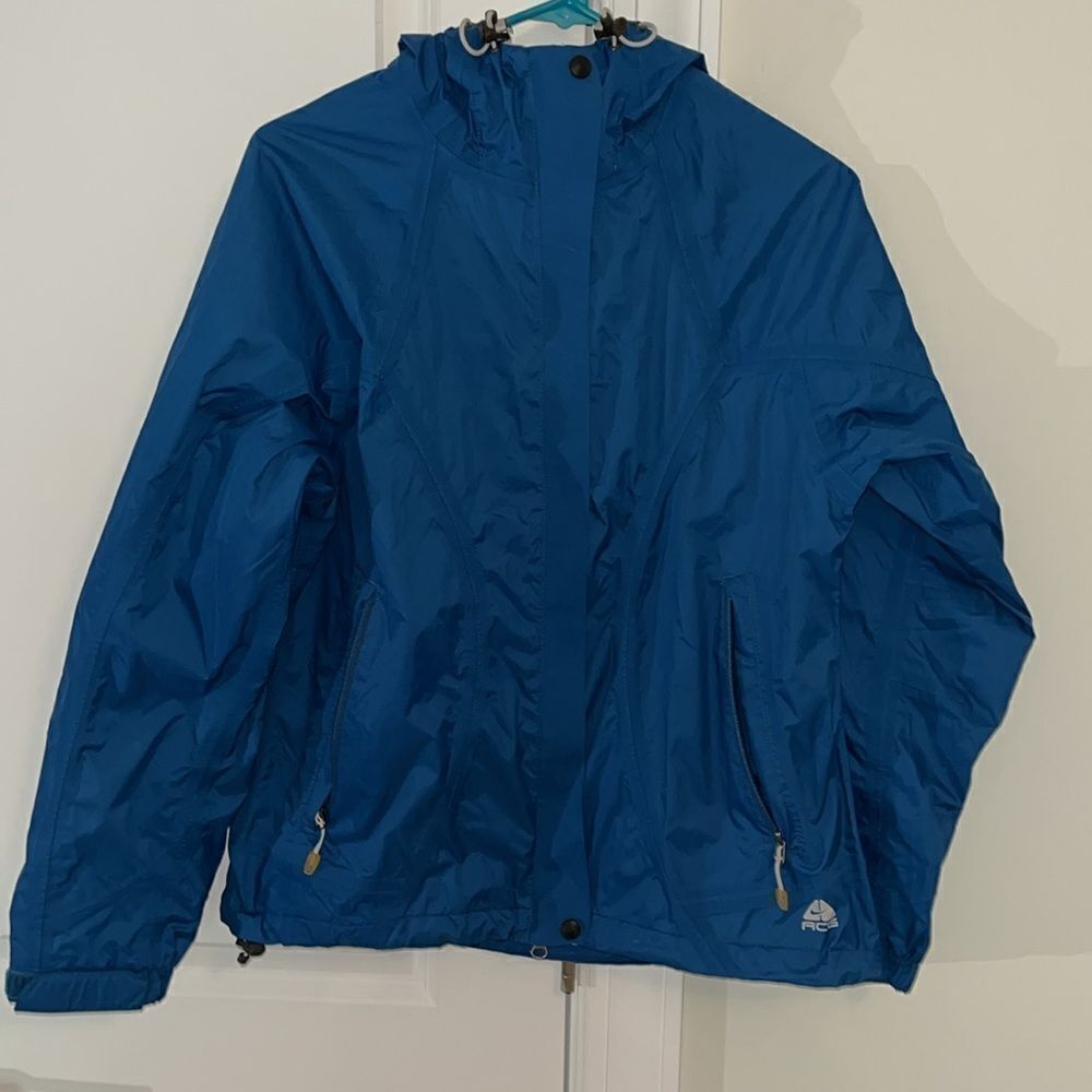 Nike ACG Jacket Womens BLUE FitStorm Hooded Full Zip Nylon Rain Outdoor Jacket